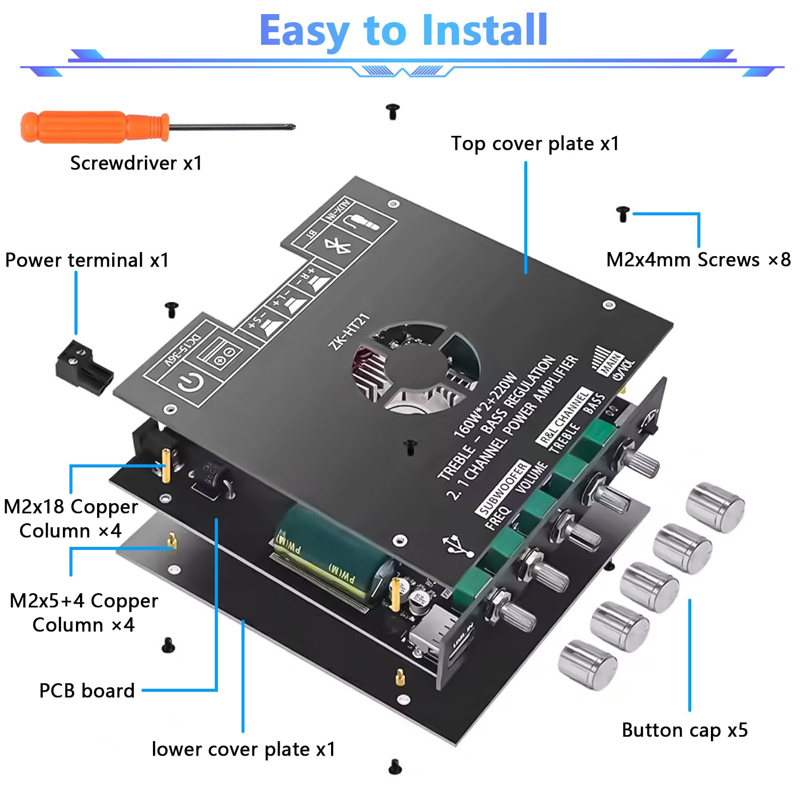 Amazon.com: ZK-HT21 Bluetooth Amplifier Board 2.1 Channel